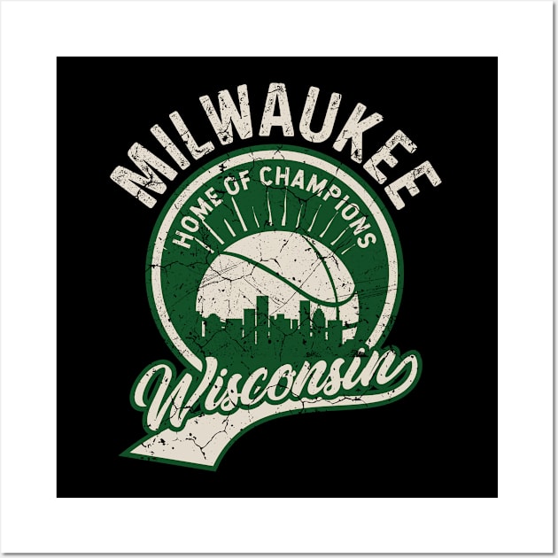 Vintage Milwaukee Wisconsin B-Ball Basketball Game Fans Wall Art by MintaApparel